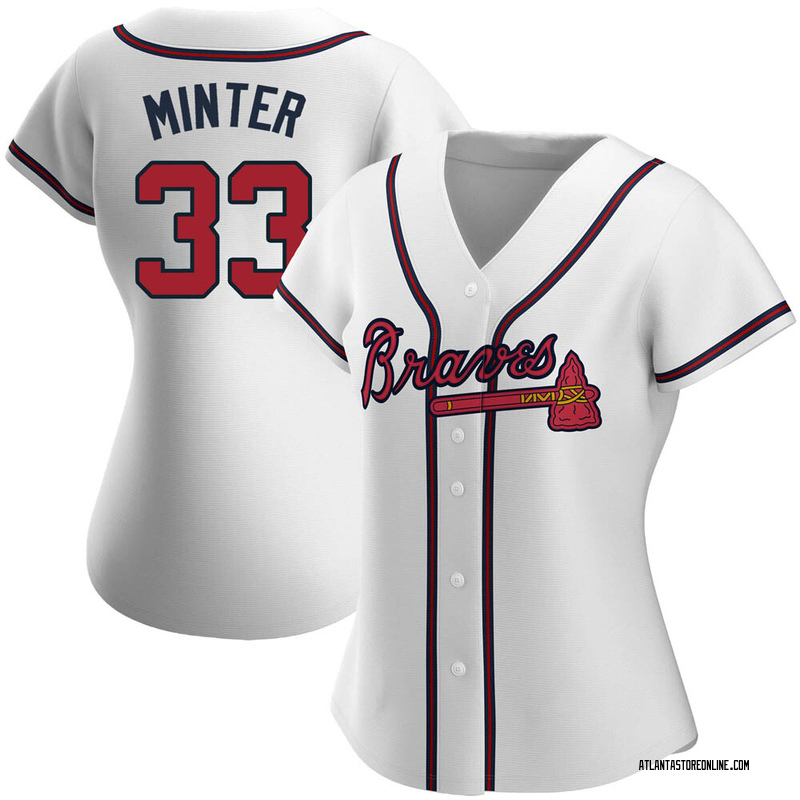 A.J. Minter Women's Atlanta Braves Home Jersey - White Replica