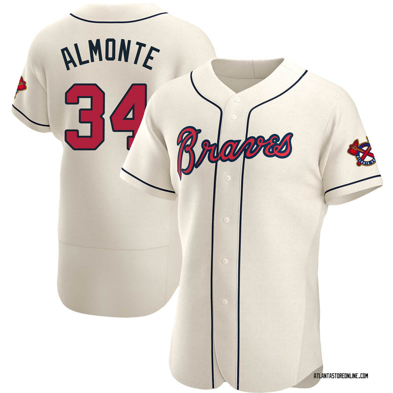 Abraham Almonte Men's Atlanta Braves Alternate Jersey - Cream Authentic