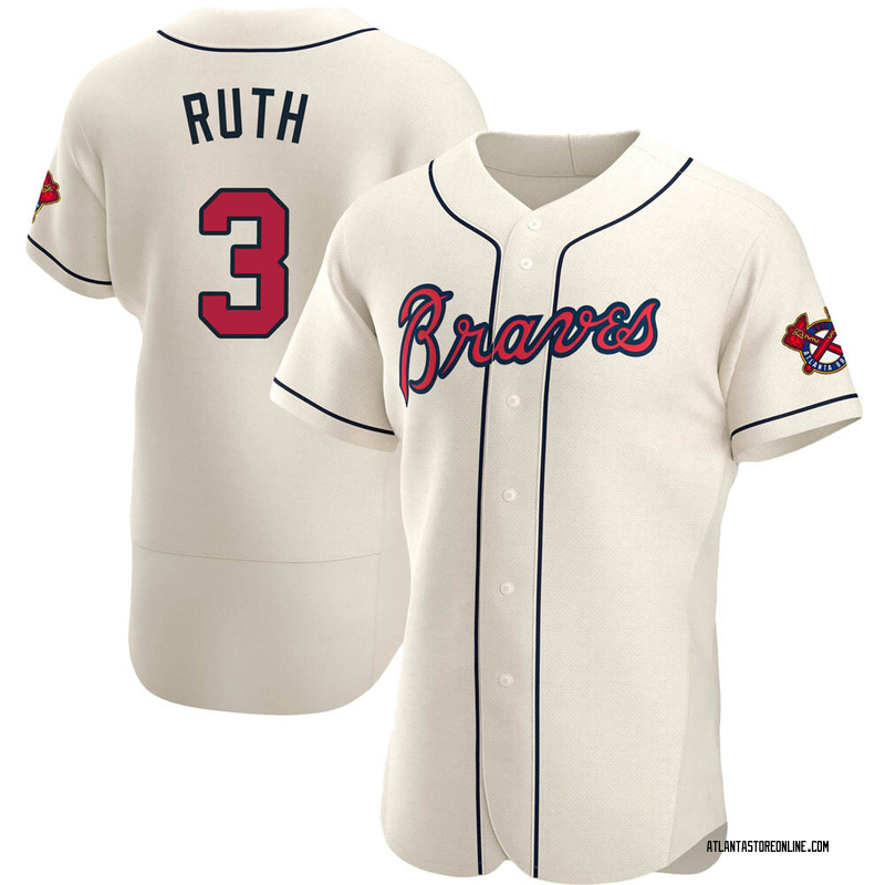 Babe Ruth Men's Atlanta Braves Alternate Jersey - Cream Authentic