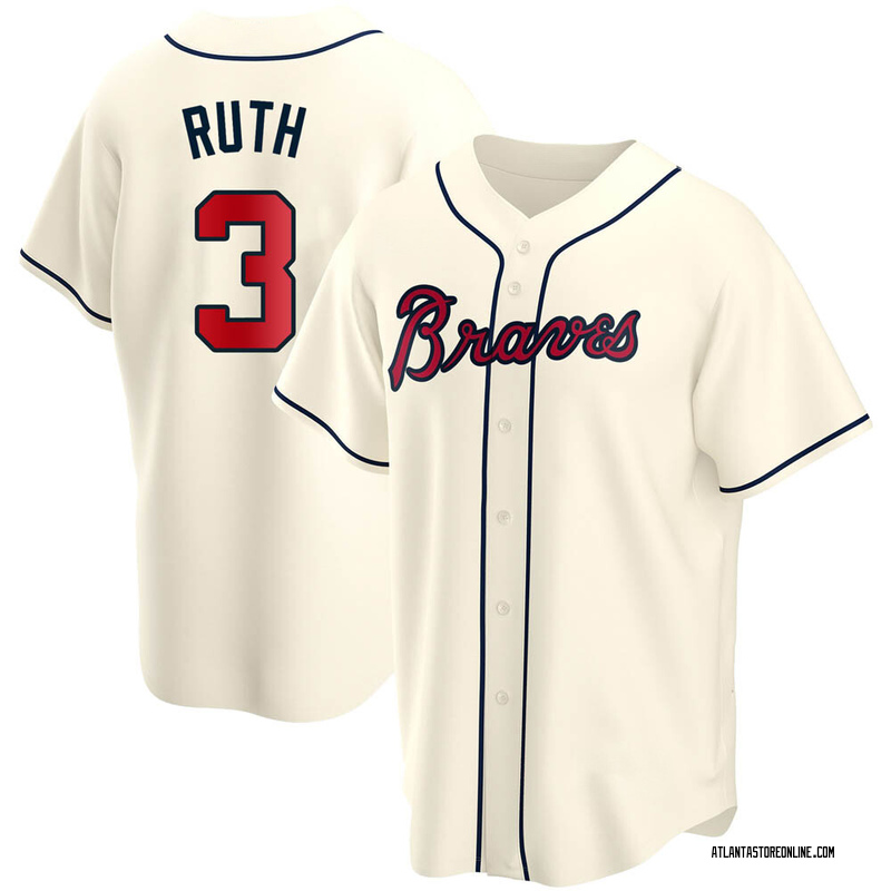 Babe Ruth Men's Atlanta Braves Throwback Jersey - Cream Replica