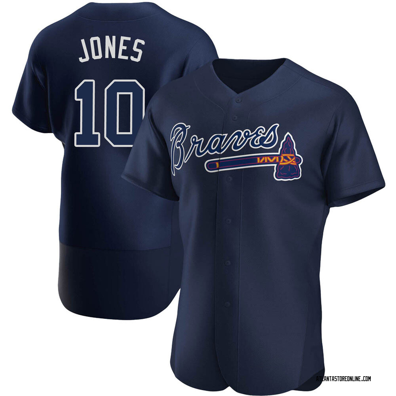 Chipper Jones Men's Atlanta Braves Alternate Team Name Jersey - Navy  Authentic