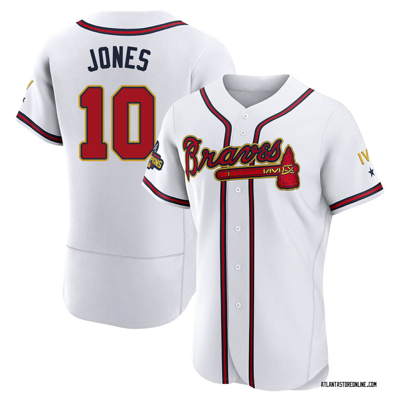 Chipper Jones Men's Atlanta Braves White 2022 Program Jersey - Gold  Authentic