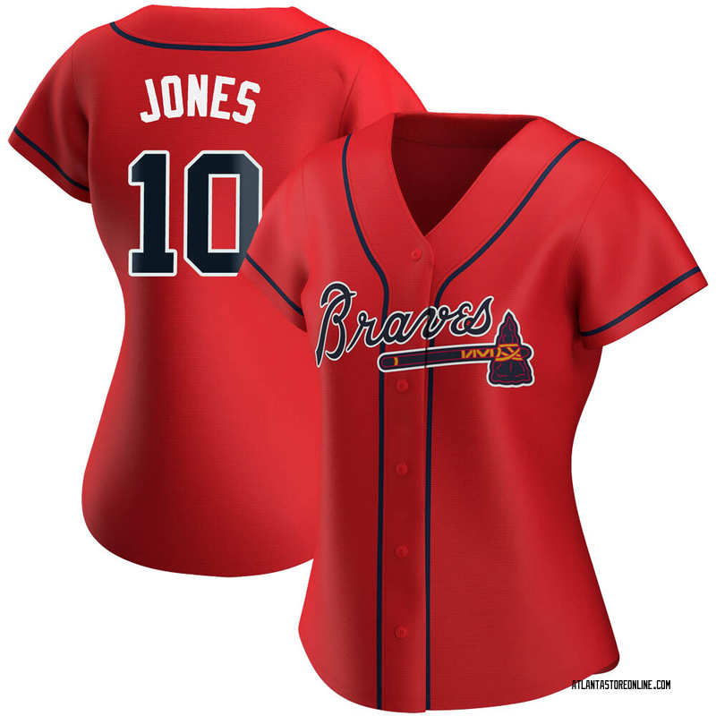Chipper Jones Women's Atlanta Braves Alternate Jersey - Red Authentic