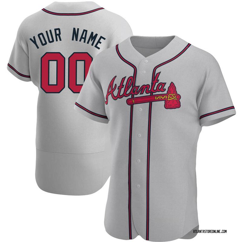 Braves Womens Personalized Road Grey Jersey