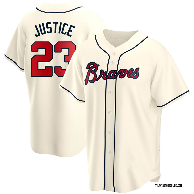 David Justice Women's Atlanta Braves Alternate Jersey - Red Replica