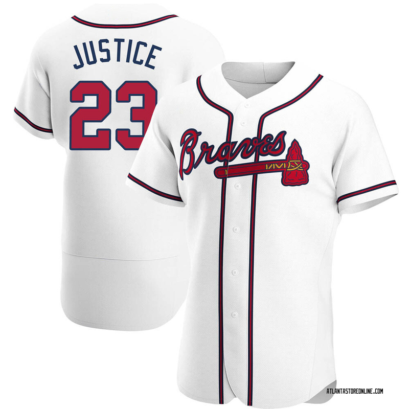David Justice Men's Atlanta Braves Home Jersey - White Authentic