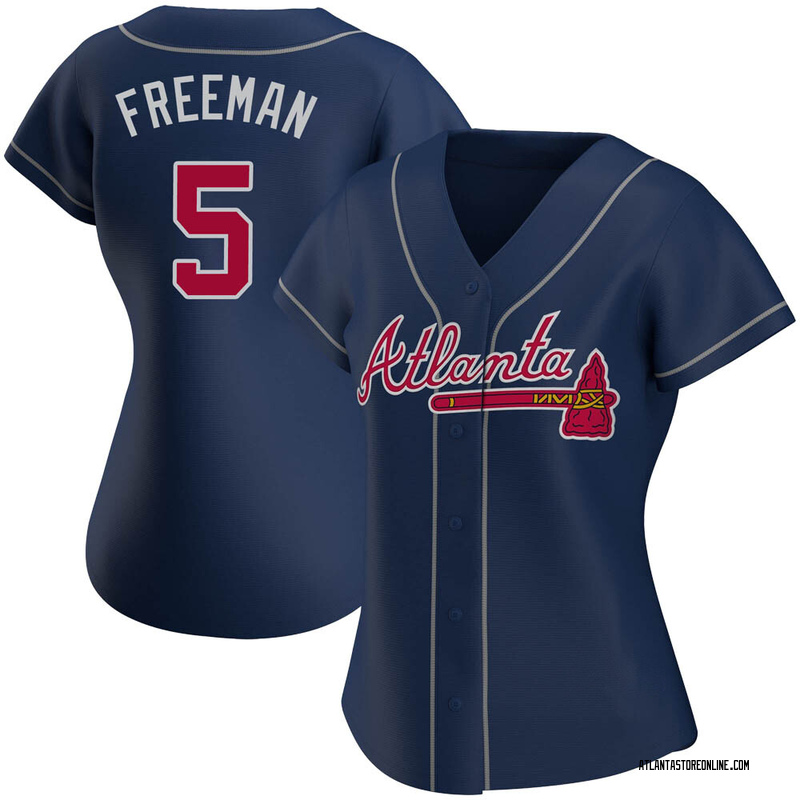 Freddie Freeman Women's Atlanta Braves Alternate Jersey - Navy Authentic