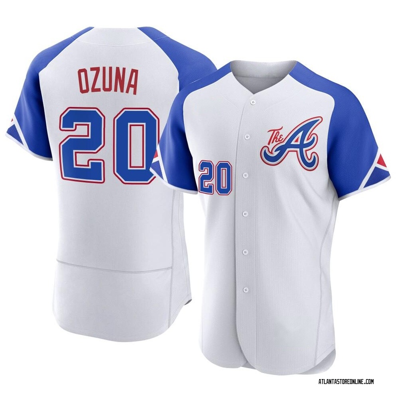 Atlanta Braves Jersey, Marcell Ozuna 20 Cooperstown White Throwback Home  Jersey - Dingeas