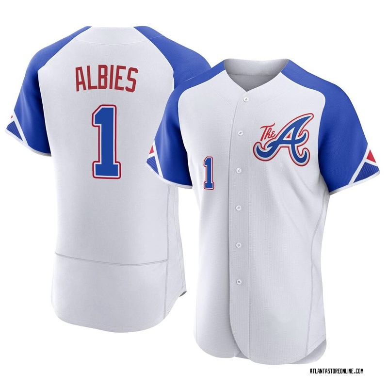 Men's Nike Atlanta Braves Ozzie Albies Home Replica Jersey (White) Medium