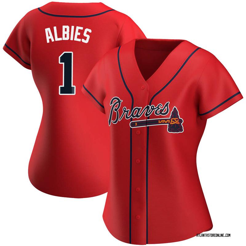 Ozzie Albies Game Used Red Jersey - Worn 4/12/2019