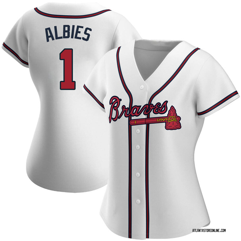 Ozzie Albies 1983 Atlanta Braves Men's Home White Cooperstown  Throwback Jersey