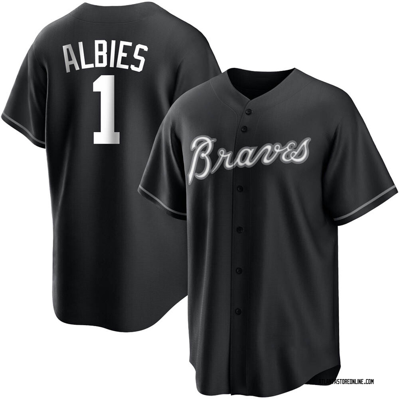 Ozzie Albies Youth Atlanta Braves Jersey - Black/White Replica