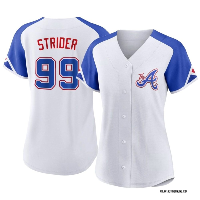 Spencer Strider Men's Atlanta Braves Alternate Jersey - Navy Authentic