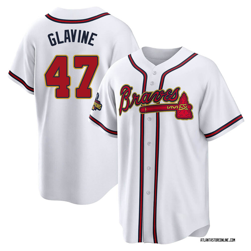 Tom Glavine Signed Atlanta ProStyle White Stats Baseball Jersey