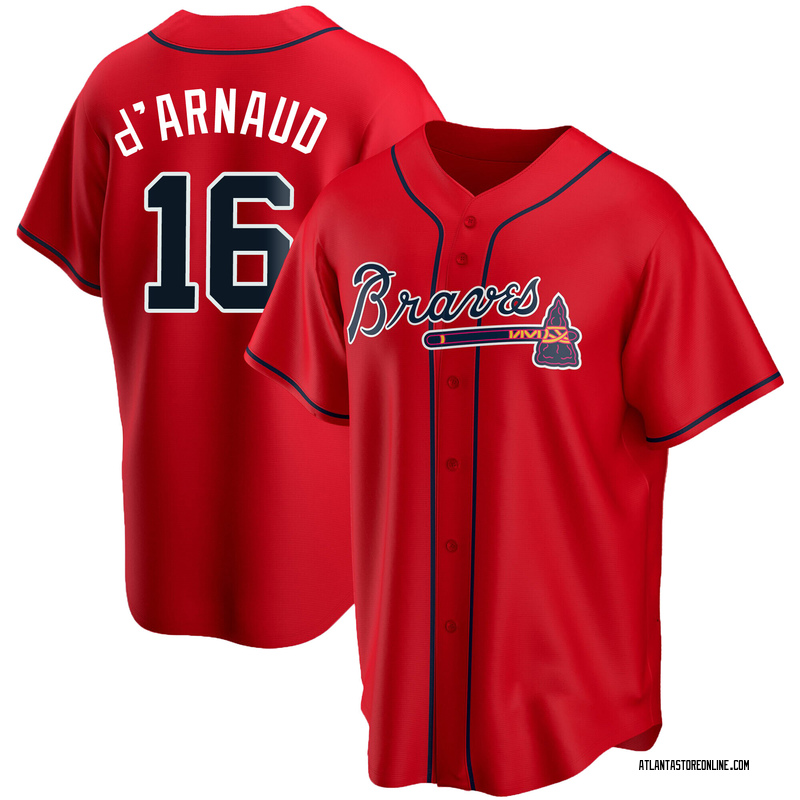Travis d'Arnaud Men's Atlanta Braves Alternate Jersey - Red Replica