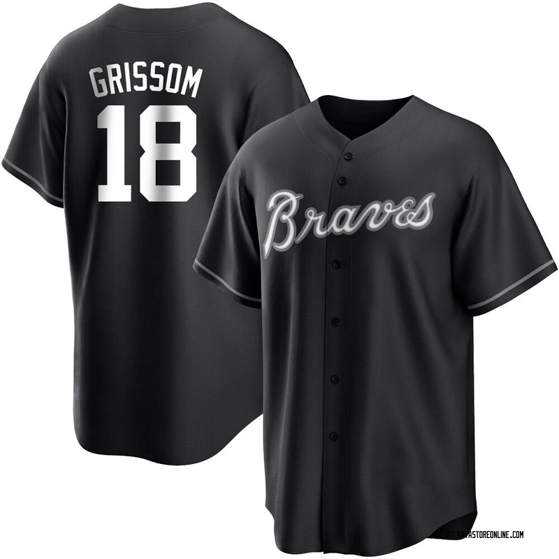 Vaughn Grissom Men's Atlanta Braves Jersey - Black/White Replica